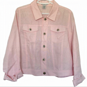 Deane & white baby pink 100% linen button jacket